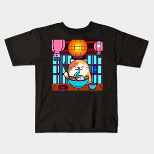 Kwaii Ramen Cat Kids T-Shirt